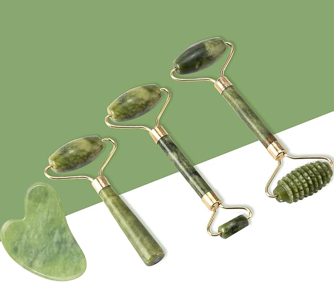 Jade Roller and Gua Sha Set,Gua Sha Facial Tools,Face Roller,Jade Roller for Face,Guasha Tools for Face,Self Care Gift for Men Women