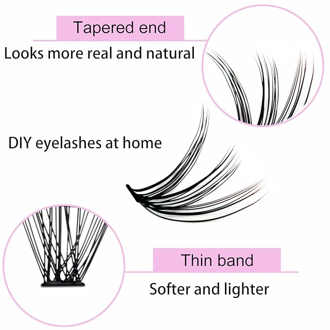 Lash Extension Kit LAUBESS Lash Clusters Kit Cluster Eyelash Extensions Kit Eyelash Clusters Lash Bond and Seal Waterproof Tweezers Brush Lash Glue Remover (Kit 30D-D-Mix9-16)