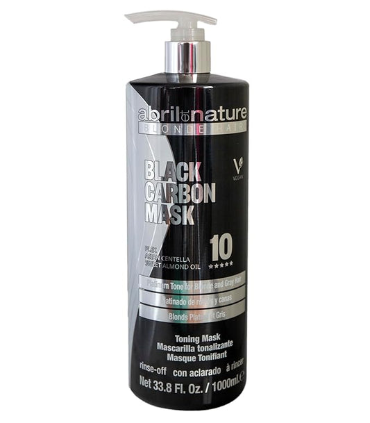 abril et nature - Professional Black Carbon Toning Mask - Special for blonde, bleached and gray hair - Eliminates yellow tones - Nourishes, Hydrates and Intensely Repairs - 1000ml