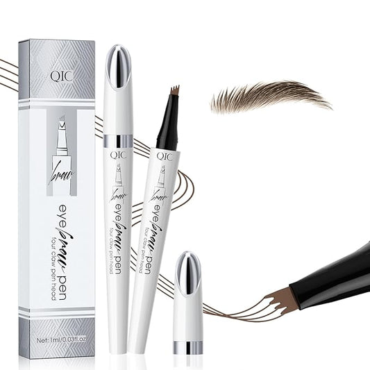 Microblading Eyebrow Pencils for Women - Microblading Brow Pen with 4-Fork-Tip, Eyebrow Pen Smudge- Proof Waterproof Eyebrow Pencil Create Natural Hair-Like Brow, Last All-Day, Light Brown