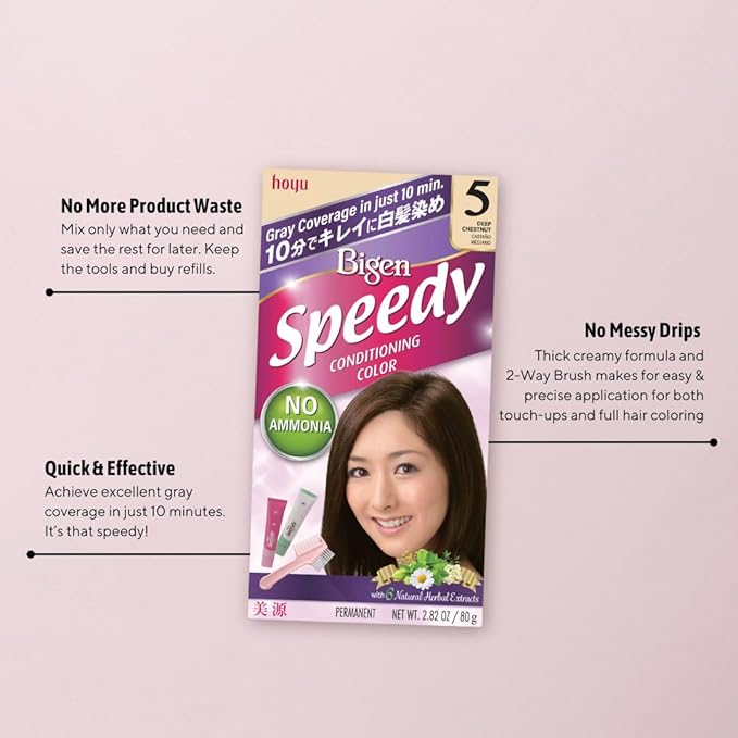 Bigen Speedy Conditioning Color Kit: 5 Deep Chestnut - 3 Pack