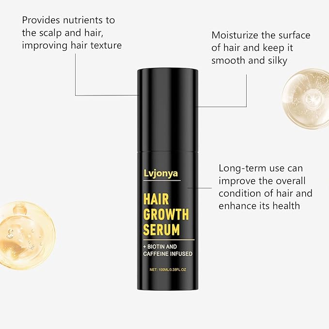 Hair Growth Serum,Hair Growth Spray, Natural Rosemary Oil Dr. Sebi Approved, Vegan Hair Growth Thickening for Women Men Thinning Hair Regrowth (Black)