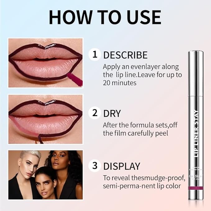 Peel Off Lip Liner & Tint – Mauve Nude Long Lasting Waterproof Velvet Matte Lip Stain, Smudge-Proof Transfer-Resistant Lip Glaze, 02 MUAH-ve 3.5ml (Deep Plum)