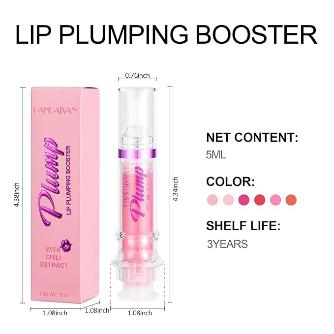 Erinde Lip Plumper Gloss, Natural Spicy Lip Plumping Booster Lip Plumping Oil, Ultra-Hydrating & Nourishing Plump Lip Plumper, Glossy Finish Fuller Lip Gloss for Women Girls, 06#