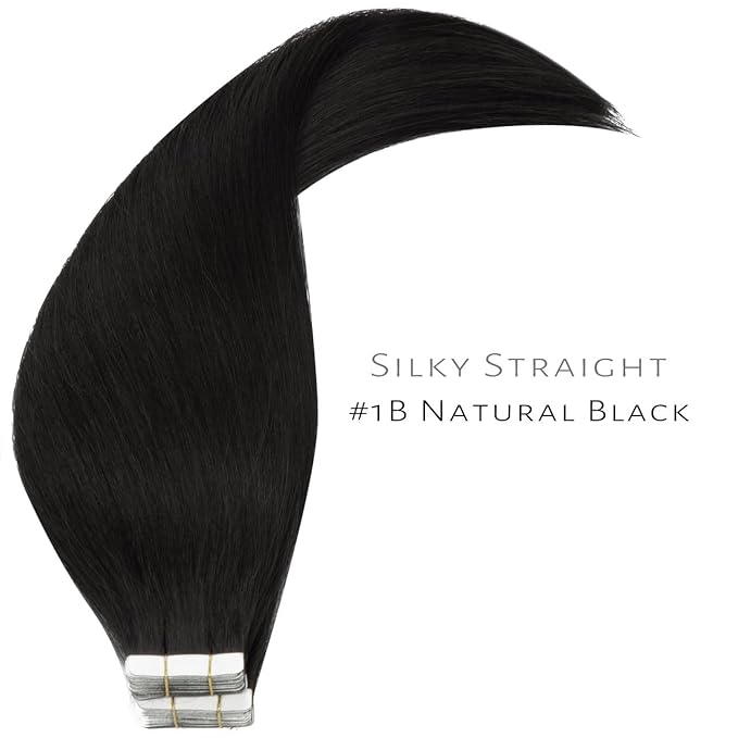 Lacerhair 22 Inch Seamless Remy Tape in Hair Extensions Human Hair - Double Side PU Skin Weft Real Virgin Human Hair Tape in ExtensionsColor Natural Black 50g 20pcs/set