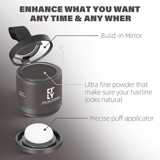 Root Touch Up Hair Color Powder For Concealing Hair Loss and Thinning, Gray Hair Shadow Powder Root Cover Up Hairline Powder For Women Men Eyebrows, Beard Line (Dark Brown, 0.35 Ounce)