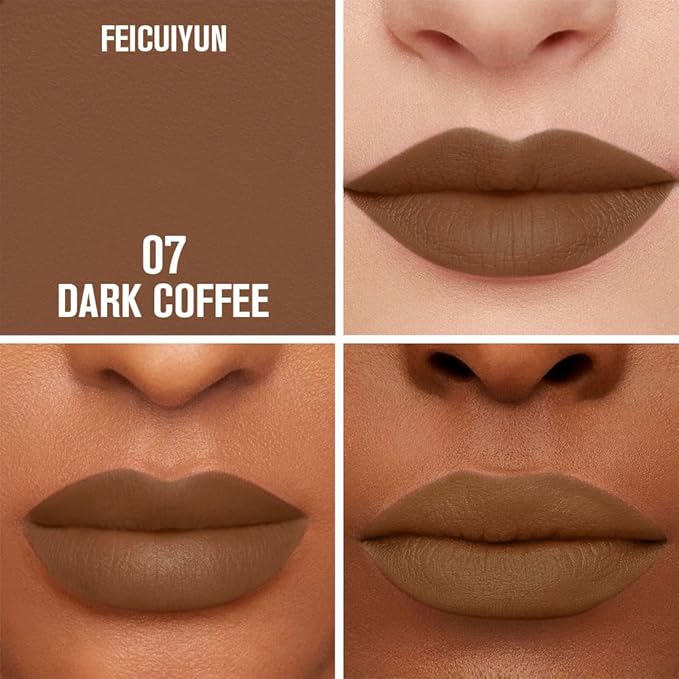Matte Calligraphy Liquid Lip Liner Lipstick Pencil, Dark Coffee Long-Lasting Transfer-Proof Lip Stain, Lightweight Lipstick, Sheer Buildable Color, Fades to a Natural Wash of Colors
