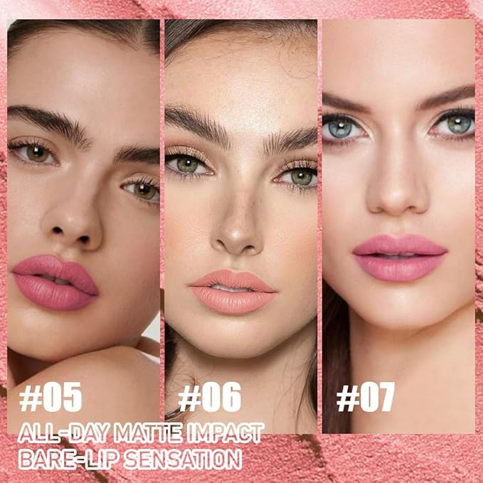 6Pcs Nude Rose Light Purple Matte Lip Liner & Lipstick Combo Set,Lips Kit with Lip Liner Lip Stains Long Lasting Waterproof Smudge Proof for Older Women 24 Hours Lipliner Pencil Lipstick Makeup Gift