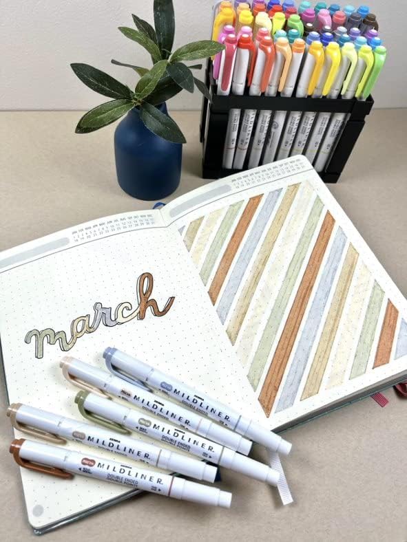 Zebra Pen Mildliner Dual-Tip Highlighters and 2 ClickArt Markers, Ideal for Bible Highlighting, No Bleed, School Supplies and Teacher Supplies, Neutral Vintage Ink Colors, 10-Pack (78601)