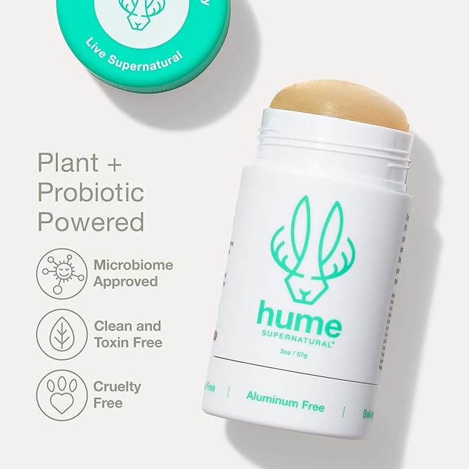 Hume Supernatural Aluminum Free Deodorant for Women & Men - Probiotic, Plant-Based, Baking Soda Free, Aloe, & Cactus Flower, Anti Sweat, Stain & Odor – Desert Bloom, Amber Woods, Wild Coral