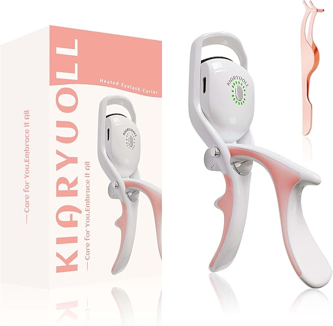 Electric Heated Eyelash Curler Kit Hot Lash Therapy Professional Eyelash Tools Battery Powered Lash Lifter Rechargeable Clamp for Various Eye Types Plastic Material (Colour White)