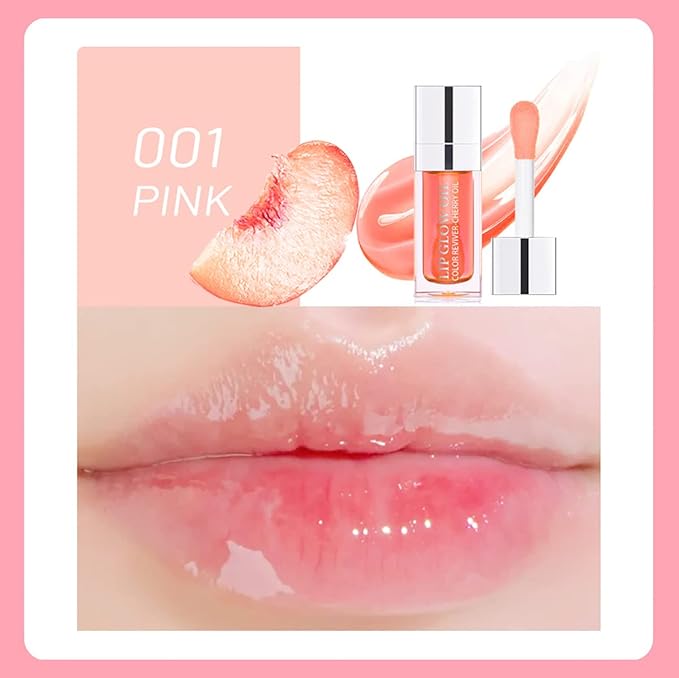 2 Set Lip Oil Hydrating Tinted Lip Balm, Plump Lip Gloss Lip Care Transparent Toot Lip Oil Tinted, Nourishing Repairing Lightening Lip Lines Lip Care Products (Pink/Rosewood)