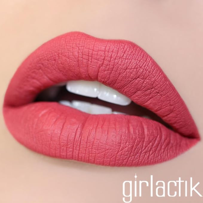 Girlactik Long Lasting Matte Lip Paint Liquid Lipstick in Allure- Long wearing, Smooth Application, Pigmented, Non-Crack Formula, Lightweight, 7.5 ml / .25 oz, (Flirtatious)