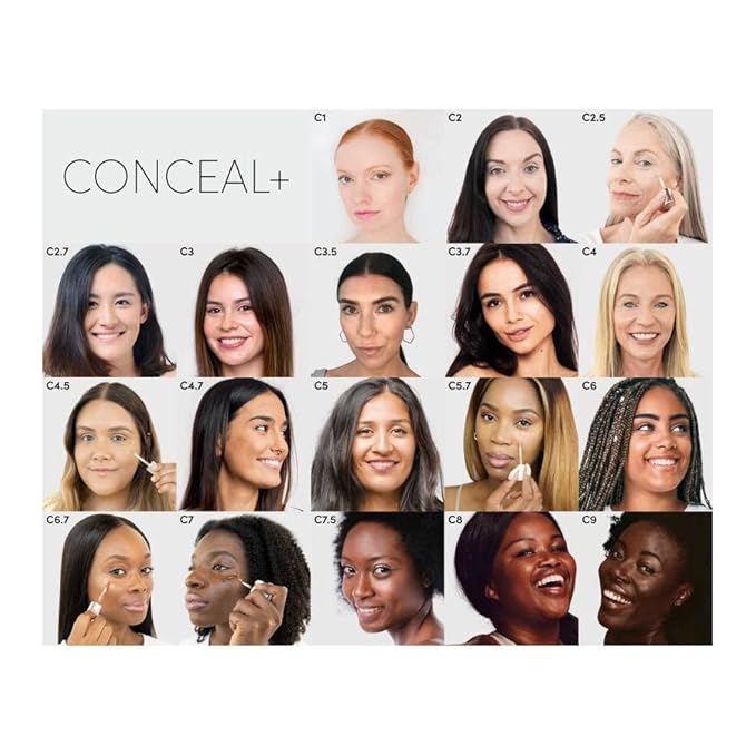 Fitglow Beauty Conceal+ | Vegan Full Coverage Concealer Skincare with Vitamin K + Green Tea | Corrects Dark Circles, Blemishes & Redness | Non-Creasing, Natural Finish | C3-6g