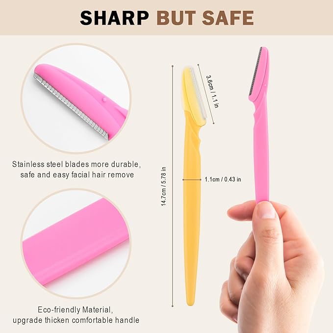 D 21 PCS Eyebrow Razor,Dermaplane Razor,Face Razors for Women and Men,Dermaplaning Tool for Face,3 Colors Facial Hair Shavers with Precision Cover,Facial Hair Remover for Women,Eyebrow Hair Trimmers