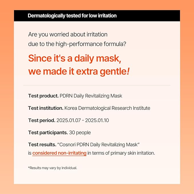 COSNORI PDRN Daily Revitalizing Mask - Skin Strengthening with PDRN, Firming & Soothing, 100% Plant-Based Sheet Mask, 30 Sheets, 11.83 fl.oz