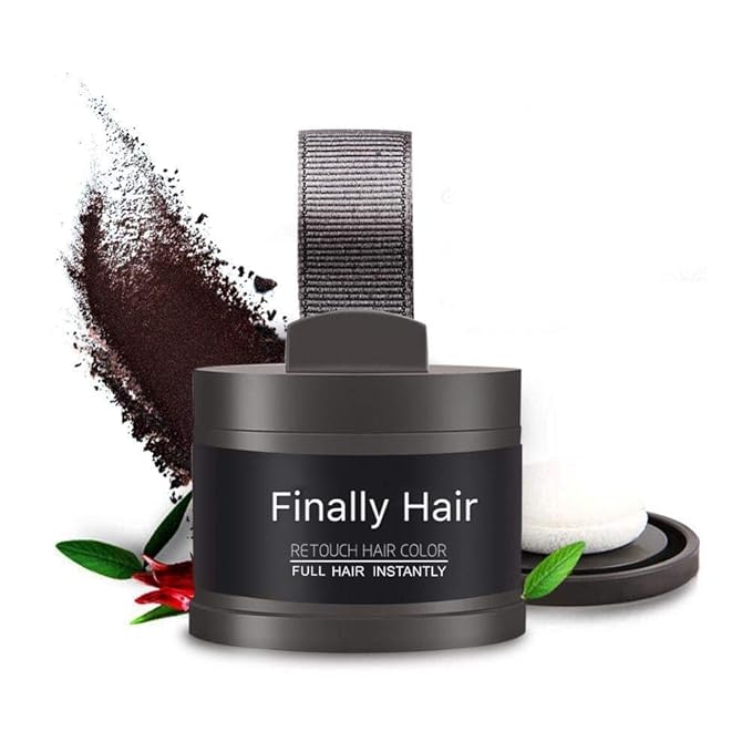 Finally Hair Waterproof Light Brown Hairline Shadow Powder, Hairline Concealer, Root Cover Up, Dab It Onto Thinning areas, Takes Gray Away, Fill In Your Beard (Light Brown)