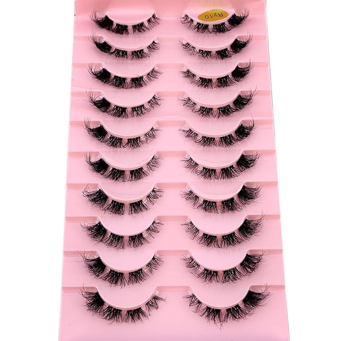 HBZGTLAD New 10 Pairs 3D Mink Lashes False Eyelashes Handmade Wispy Fluffy Long Lashes Natural Eye Makeup Tools Eye Lashes(RY10)