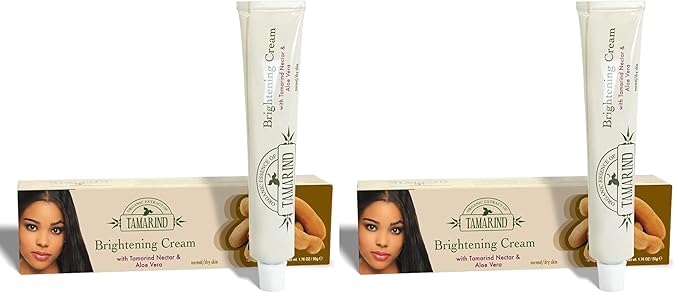 Organic Extract of Tamarind, Skin Brightening Cream - 1.7 fl oz / 50 ml - Dark Spot Cream for Hands, Knuckles, Body, Face, Underarm, Intimate Areas, with Glycering, for Men and Women (Pack of 2)