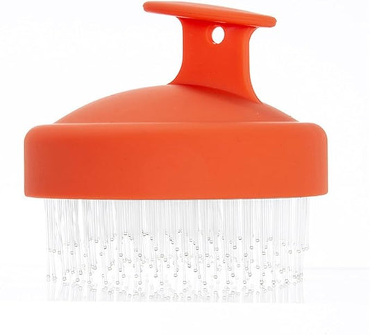 Portable Travel Scalp Cleansing Brush - Dual-Use Dry/Wet Exfoliator Removes Dandruff&Buildup,Suitable for Both Men&Women.Orange-red