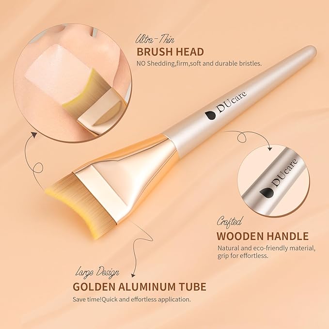DUcare Flat Foundation Brush for Liquid Makeup, Soft and Fish Tail Shape Bristles for Seamless Application, Ideal for Liquid Foundation Cream