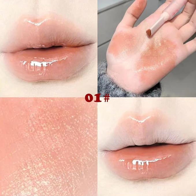 Jelly Lipstick Tinted Lip Gloss Heart Lip Glaze, 3 Colors Lipstick Long Lasting Moisturizing Tinted Lipgloss,Non-sticky,High Pigmented Glossy Lip Gloss