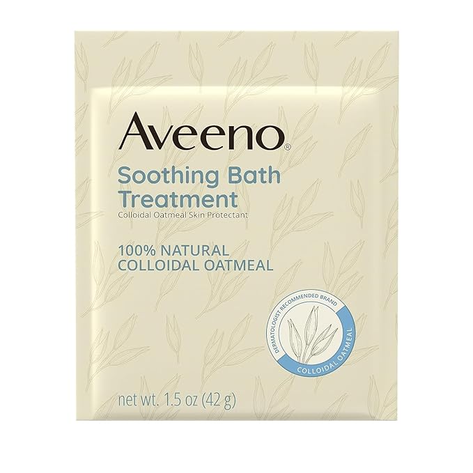 Aveeno Fragrance Free Soothing Bath Treatment, 100% Natural Colloidal Oatmeal, Sensitive Skin Bath Soak for Relief of Dry, Itchy, Irritated Skin Due to Eczema & Hives, Bath Packets, 8 ct. (Pack of 2)