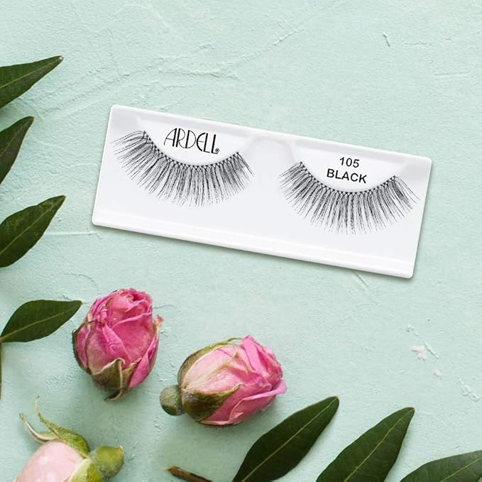 Ardell Natural Lashes False Eyelashes 105 - Black, Lightweight, Full Volume Strip Lashes for Eye-Enhancing Look, 4 Pack