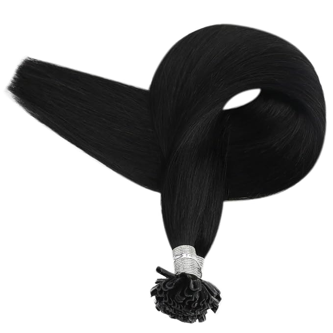Full Shine U Tip Hair Extensions Human Hair 22 Inch Jet Black 50 Grams Keratin Hair Extensions Real Human Hair for Women Fusion Extensions Long Straight Hair add Length