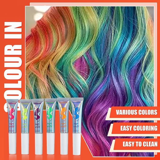 3 Colors Magical Temporary Hair Dye, Glow in the Dark UV Neon Hair Gel Set, Light Washable Hair Color Comb Hair Makeup for Concert, Party, Halloween, Christmas (Green+Orange+Yellow, 3 PCS)