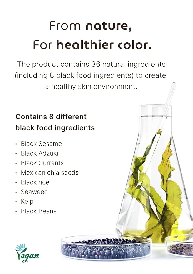 Korean Permanent Hair Dye, Powder Hair Color Kit, Dark Brown, Gray Hair Coverage, Plant-Based Formula, Easy Application for Roots, Short & Long Hair, Vegan, Just Mix with Water (3 Powder Packets)
