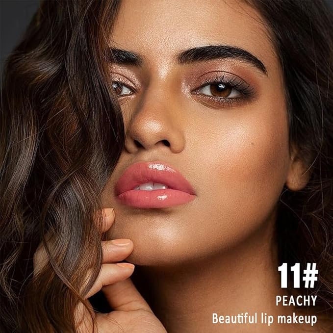 Kaely Longwear Shine Lipstick for Women, Highly Pigmented Liquid Lip Color Makeup, Non-Transfer Lip Gloss Stain Waterproof Smudge Proof 24 Hour, Glossy Finish, Vegan & Cruelty-free, 11 PEACHY