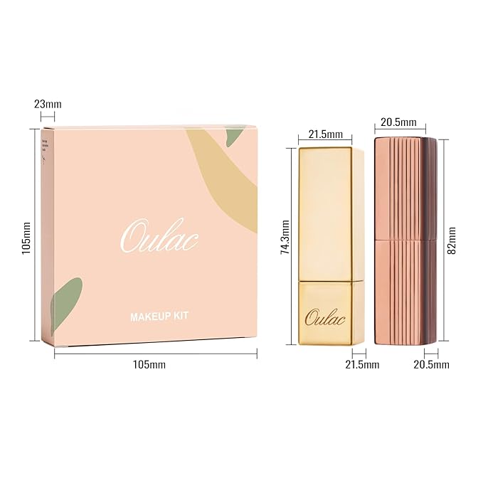 Oulac Metallic Orange Lipstick Set 3PCS, Comfortable Creamy Texture, Smooth No Grainy Feeling, Vegan & Gluten Free, Full-Coverage Lip Makeup, 3 X 4.3 g, 605+02+05