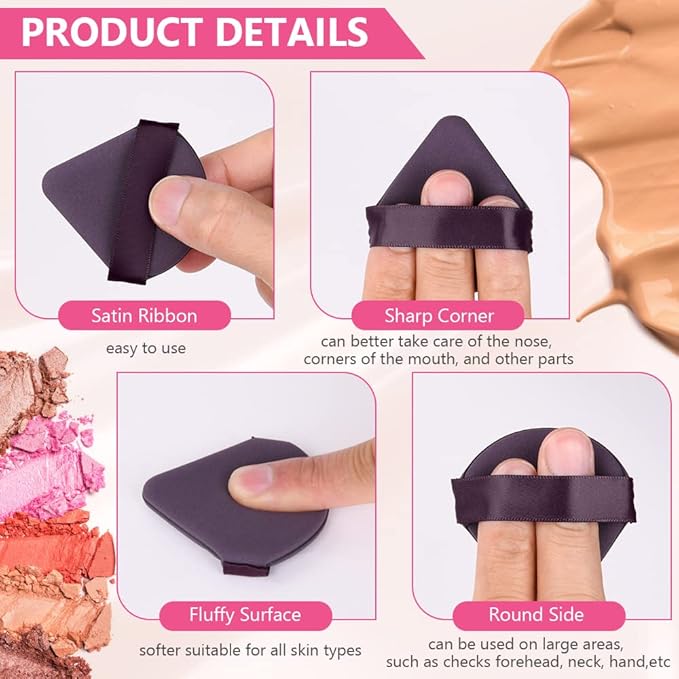 Ainiv 6PCS Air Cushion Makeup Sponges for Foundation, Triangle Powder Puffs with Portable Case, Dry and Wet Makeup Sponges Double-Sided Reuse,Latex-Free Blending Sponge for Foundation,Cream,Concealer