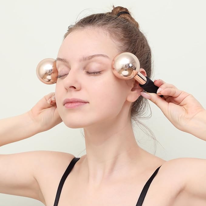 Pfefe Ice Globes for Face & Eyes, Unbreakable Stainless Steel Cryo Sticks for Beauty Routines, Facials Cold Roller Colling Globes for Puffiness, Wrinkles, Dark Circles, Headaches