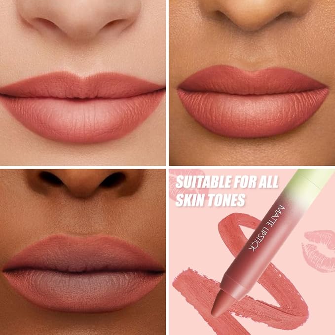 BINGBRUSH 2in1 Matte Lip Liner and Lipstick Combo, Lipstick for Women, Longwear Waterproof Lip Liner Pencil, Matte lipstick Smudge Proof Lip Combo sets, Women's Long Lasting Lip Makeup (2#Peach Heat)