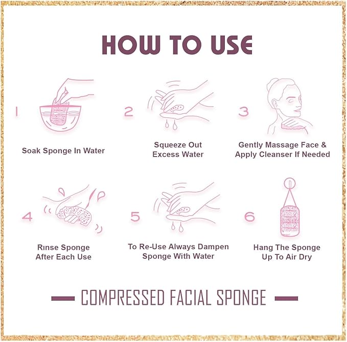 60-Count Compressed Facial Sponges | Makeup Remover Sponge | 100% Natural Cosmetic Spa Sponges for Facial Cleansing | Exfoliating Mask | Face Scrubber (Drop)