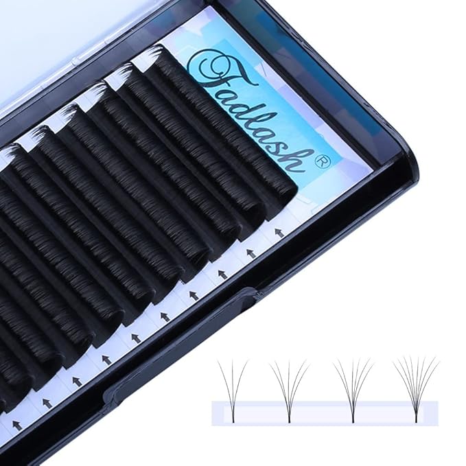 Volume Lash Extensions D DD Curl Easy Fanning Volume Lashes 8-18mm Length Self Fanning Eyelash Extensions 0.07mm Automatic Blooming Lash by FADLASH (0.07-D, 13mm)