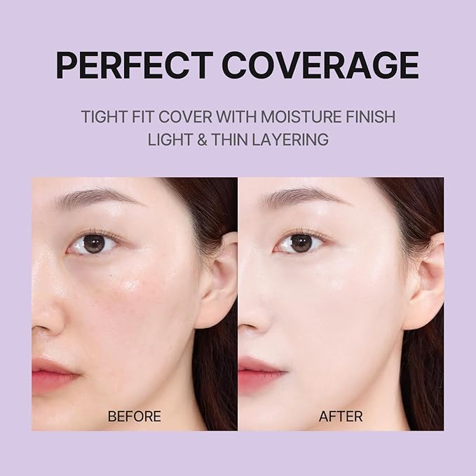 COSNORI Panthenol Barrier Cushion Foundation -Lightweight Formula to Cover Pores & Blemishes – Moisture Dewy Glowing Finish – Long Wearing Formula, 0.41 fl.oz. (02 Beige)