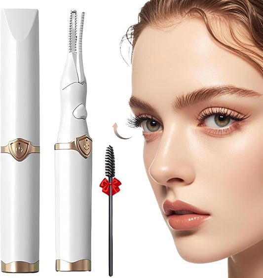 Heated Eyelash Curler, 2-in-1 Clip-Type Design, 3 Temperature Modes, USB Rechargeable Electric Eyelash Curler, Natural Curling 24H Long-Lasting Curl, Gift for Women & Girls, White-DE