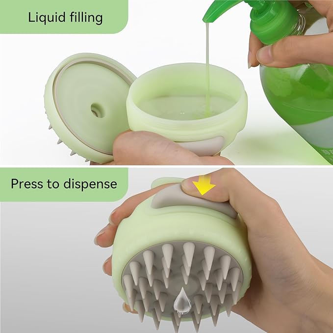 MOCHTERO Scalp Massager with Shampoo Dispenser, for Stress Relax Hair Growth,Handheld Hair Silicone Brush,Mint Green
