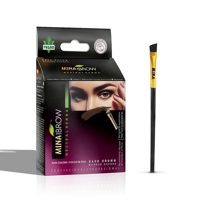 MinaiBrow Dark Brown Powder | Natural Spot Coloring Brow Tinting Kit with Brush | Water & Smudge Proof, Instant Brow Dye, 100% Gray Coverage