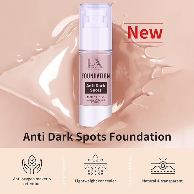 Anti-Dark Spot Liquid Foundation - Collagen Serum Foundation Infused with 2% Niacinamide, High Coverage For A Smooth & Satin Finish, 301 Medium