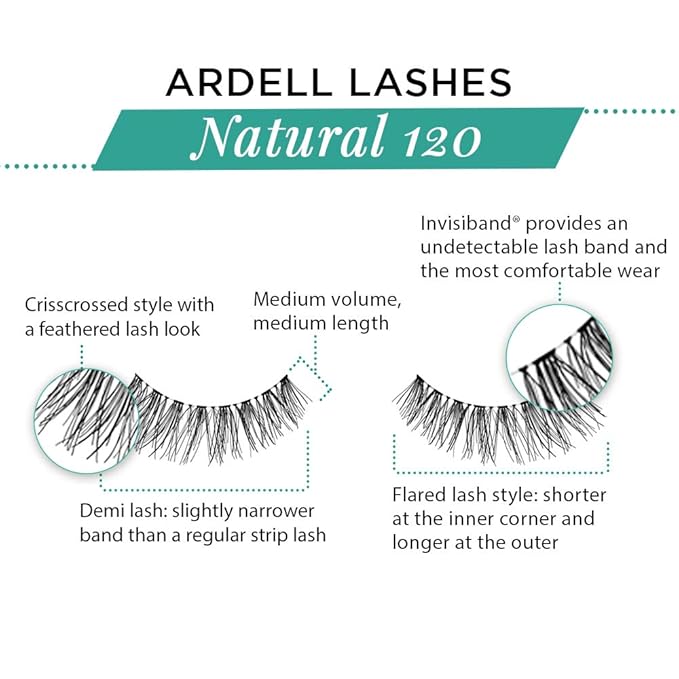 Ardell Natural Lashes False Eyelashes 120 - Black, Natural Look Strip Lashes, Reusable - 4 Pack
