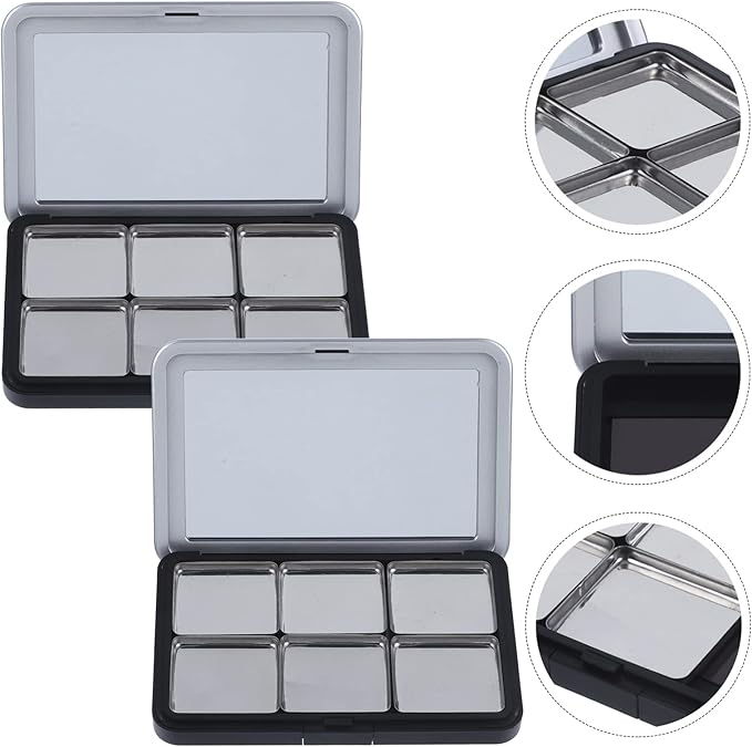 Minkissy Empty Eyeshadow Palette Magnetic Makeup Palette with Mirror Refillable Eyeshadow Palette Empty Lipstick Pallet Empty Eyeshadow Pans for Eyeshadow Lipstick Blush Powder, 2PCS