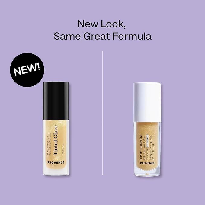 Provence Beauty Poppin’ Champagne Lip Oil – Hydrating Tinted Lip Oil for Women with Vitamin E & Glossy Finish – Moisturizes, Softens & Nourishes Dry Lips – 0.2 fl oz