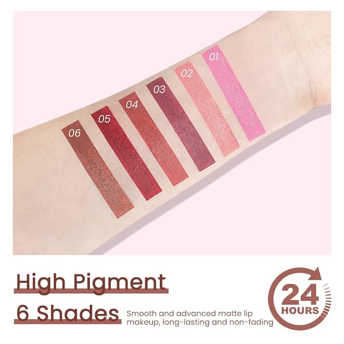 Warm Brown Nude Lip Stick,Matte Cream Lipstick Set for Women,Long Lasting Waterproof Smudge Proof Velvet lipsticks Crayon,Lip Makeup Kit Travel Size,Vegan & Cruelty-free (Pack of 1)