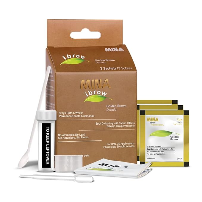 Mina ibrow Hair Color Golden Brown|Natural Spot coloring Hair Tinting Powder, Water and Smudge Proof | No Ammonia, No Lead with 100% Gray Converge|Vegan and Cruelty free