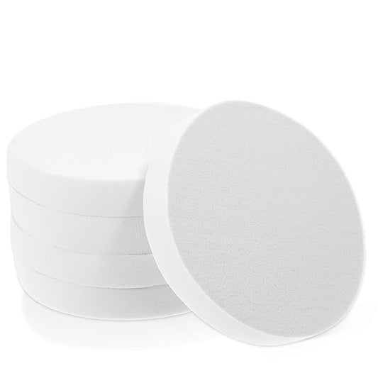 5 PCS Flat Makeup Sponges for Foundation, White Cushion Foundation Puff, Round Beauty Blender Sponge Powder Puff for Professional Makeup