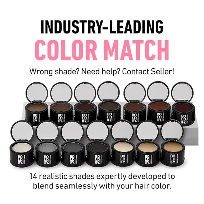 BOLDIFY Hairline Powder - Root Touch Up Hair Color for Gray Coverage - Bald Spot Concealing Hair Powder for Women & Men - 24-Hour Stain-Proof - Medium Brown